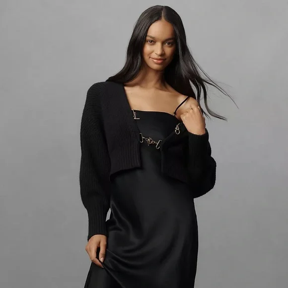 Anthropologie Rhea Hardware Crop Cardigan Sweater - Picture 3 of 5